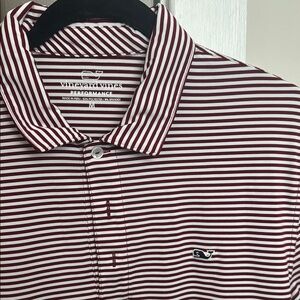 Vineyard Vines Maroon and White Polo Shirt Classic Stripes